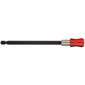 Long screwdriver with a red-handled grip and a slim black shaft extending to a small bit at the tip