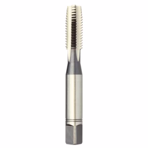 Thread-tapping tool (tap) with fluted tip for cutting internal threads inside holes in metal or plastic.