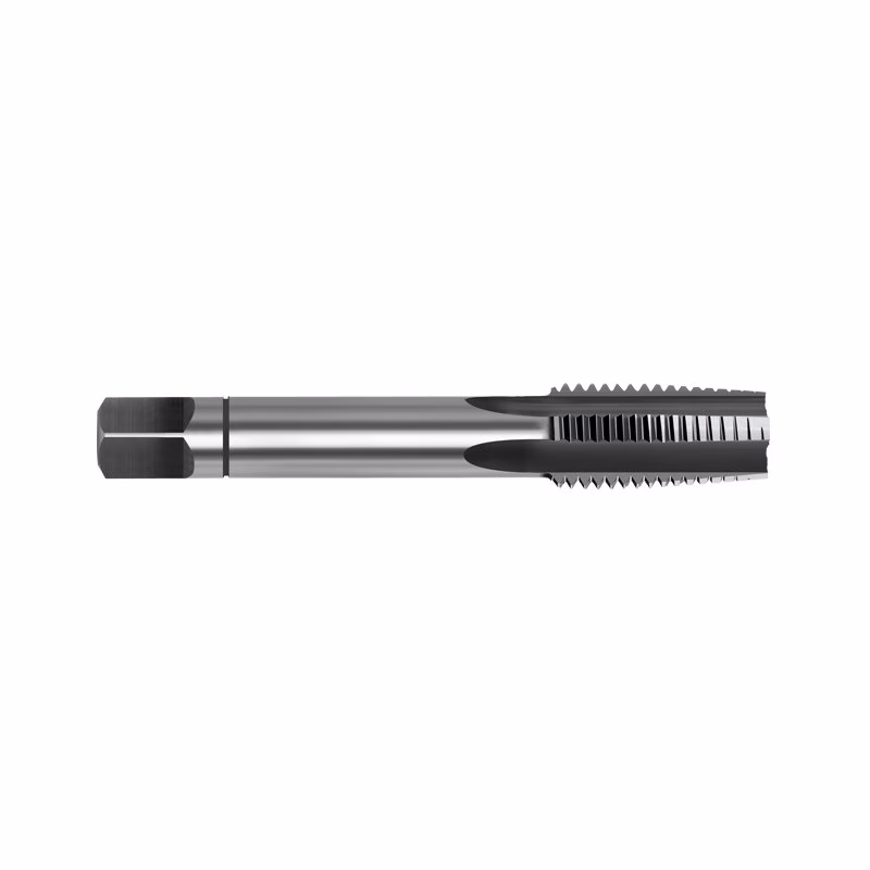 CMFCT100100 - Alpha Tools Two-ended metal thread milling cutter with helical cutting teeth extending from a central cylindrical shaft (tool for threading holes).