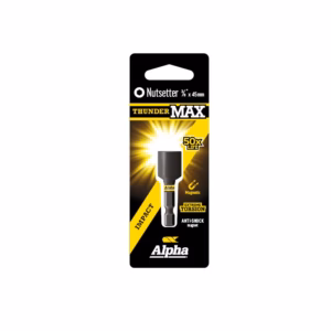 ThunderMax Nutsetter 1/4 x 45mm packaging by Alpha, black-yellow design with magnetic anti-shock tool image on front.