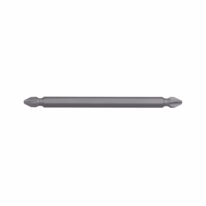 Double-ended screwdriver bit with a different tip on each end, in gray metal.