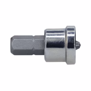 Torx screwdriver bit with hex shank and a chrome adapter sleeve, used for driving Torx fasteners.