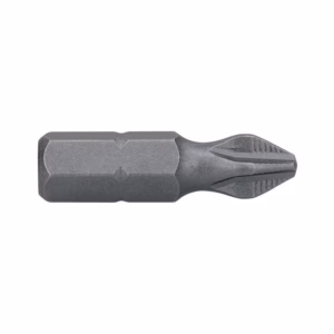 Short metal screwdriver bit with a textured handle and a Torx-style star tip