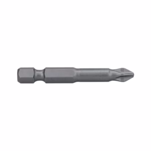 Long metal screwdriver bit with hex/adapter shank and dual-ended tip for driving screws