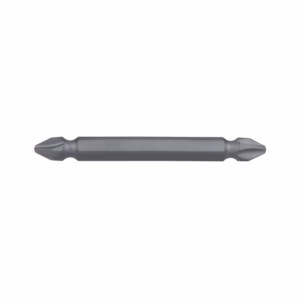 Double-ended metal screwdriver bit with two different tip shapes, gray steel