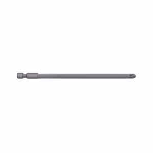 Long steel twist drill bit with hex shank and pointed tip, used for drilling holes.