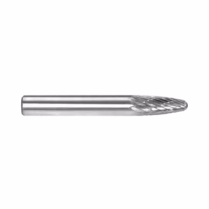 Metal end mill with helical flutes and a cylindrical shank, used for milling metal