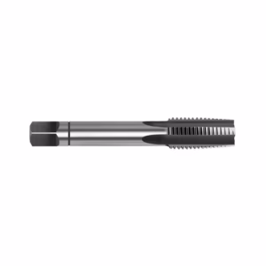 Metal threading tap with spiral flutes for cutting internal threads in a hole.