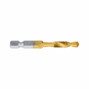 Two-tone drill bit with gold-coated flute and silver shank for metalworking accessions (twist drill).