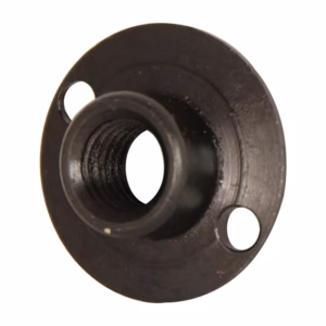 GBPN2 - Alpha Tools Black metal pipe flange with two mounting holes and a threaded central bore for a pipe connection