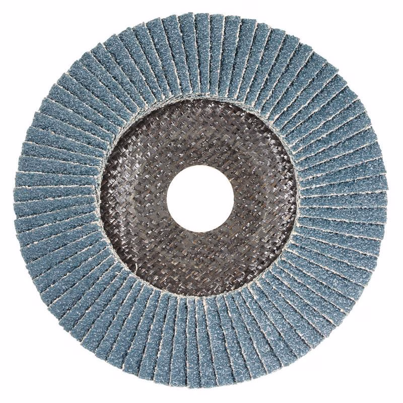 GFDGS10060_3 - Alpha Tools Circular blue flap abrasive disc with numerous grinding pads around a central hub, for metal finishing