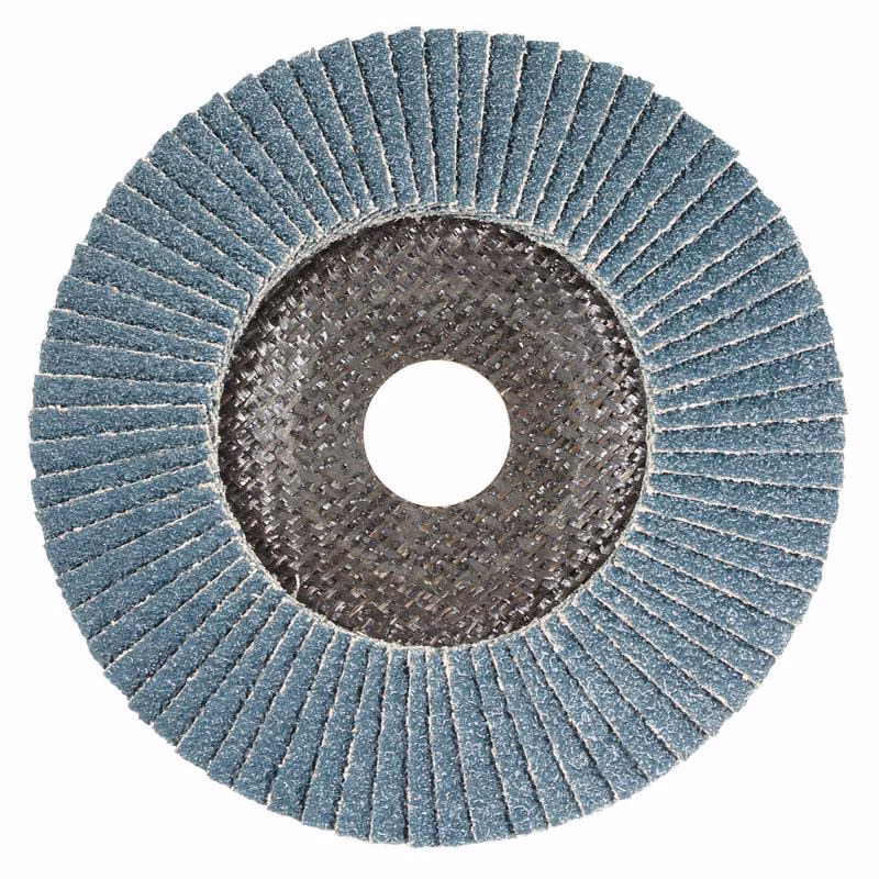 GFDGS17860_3 - Alpha Tools Circular blue flap disc with abrasive flaps around a central metal hub, used for grinding and finishing metal surfaces.