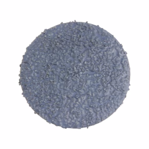 Round blue cookie with a rough, bumpy sugar-coated surface, viewed from above