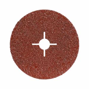Red circular abrasive grinding disc with a central mounting hole.