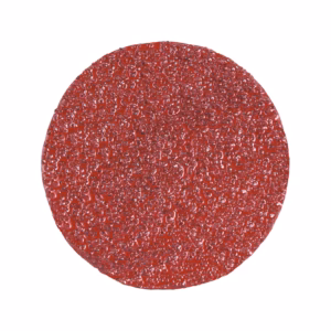 Red circular disk with a coarse, pebbled texture on its surface.