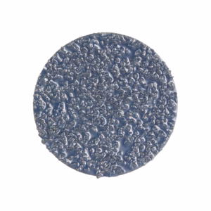 Round blue disk with a heavily textured, bubbled surface.