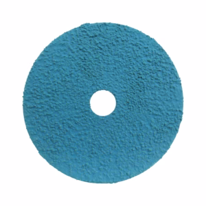Blue circular abrasive grinding disk with a central hole and rough texture (sanding/grinding disc)