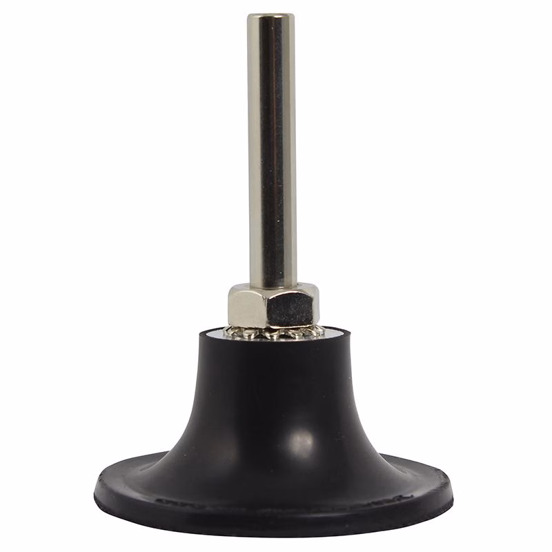 GRH50 - Alpha Tools Adjustable furniture leg leveler with a metal threaded rod and hex nut mounted on a black rubber foot base