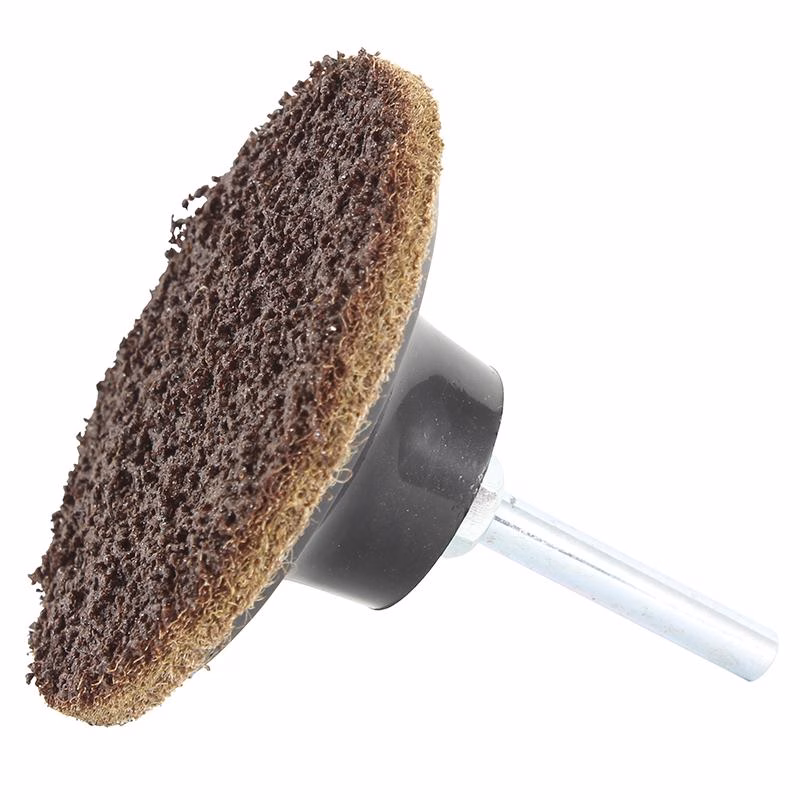 GSP75M_3 - Alpha Tools Round brown abrasive polishing wheel mounted on a metal mandrel (drill/shank) for rotary tools.
