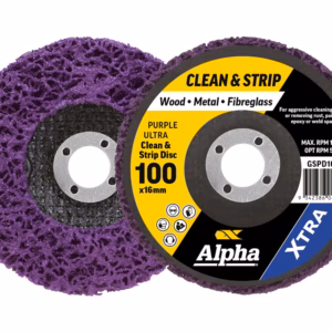 Purple Alpha Clean & Strip grinding disc for wood, metal, and fibreglass; 100 x 16mm.