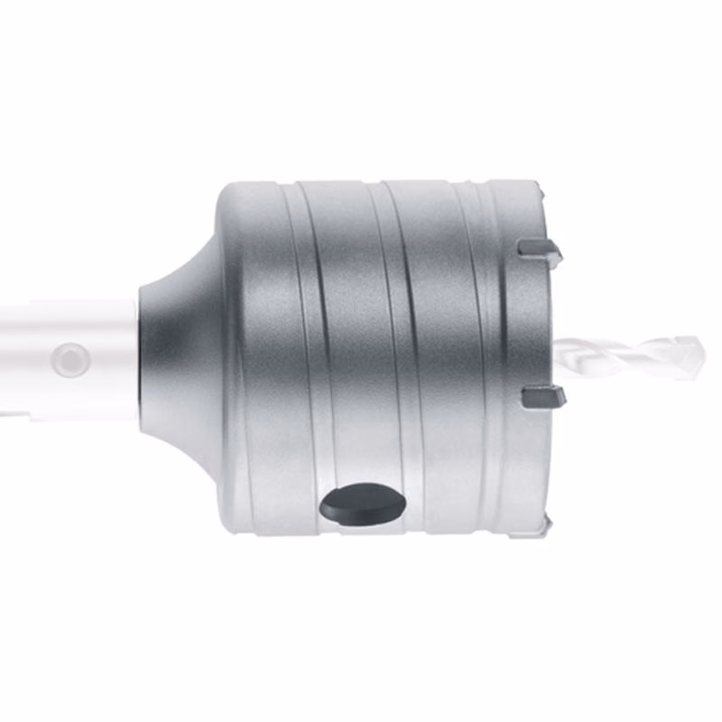 HCB90X50 - Alpha Tools Metal drill chuck with a drill bit extending from a power drill, shown in close-up on a white background