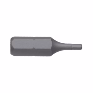 One hex-shank screwdriver bit lying horizontally on a white background to be used in a drill or bit holder, shown in profile.