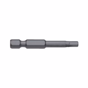 Long metal screwdriver bit with a square drive on the left and a hex shank on the right, for use in a driver or drill.
