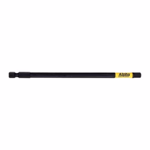 Black precision tool or marker with a yellow Alpha label at the end, aligned horizontally on white background.