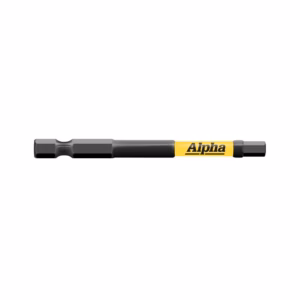 Alpha-branded screwdriver bit bar with hex ends