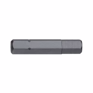 Double-ended hex screwdriver bit in gray metal, used with a driver or drill