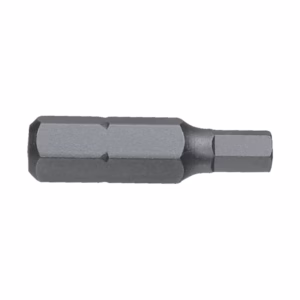 Two-ended screwdriver bit in gray metal, designed for a bit holder with opposite ends for driving fasteners.