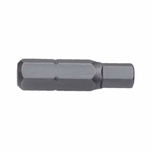 Double-ended metal screwdriver bit with hex ends for tightening screws