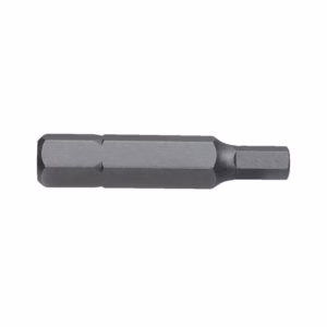 Two-ended metal screwdriver bit with different hex profiles for use in a drill or driver tool.