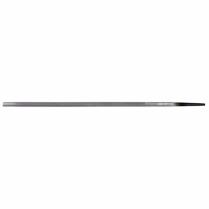 Long, slender metallic tool with a black, pointed tip laid horizontally on a white background.