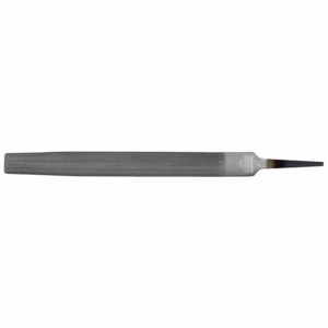 Long knurled metal file with a narrow, tapered tip extending to the right.