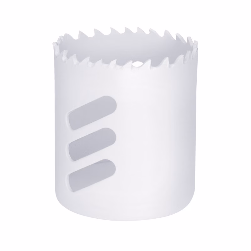 HSV51_2 - Alpha Tools White plastic cylindrical cake-decorating tip with a serrated top edge and three diagonal side slots.