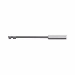Long metal screwdriver bit with hex shank and cylindrical sleeve—an extension/holder for reaching recessed screws