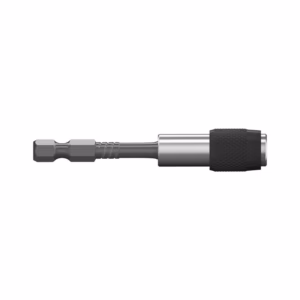Pneumatic quick-connect adapter with a hex drive on the left and a knurled black grip on the right.