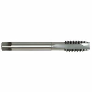 A metal threading tool with a smooth cylindrical body and helical cutting teeth at the tip, used to cut or form external threads on metal.