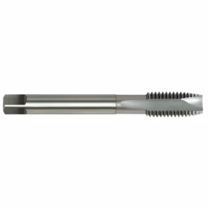 Long metal threading tool with spiral cutting grooves at the tip, used to cut external threads on cylindrical stock