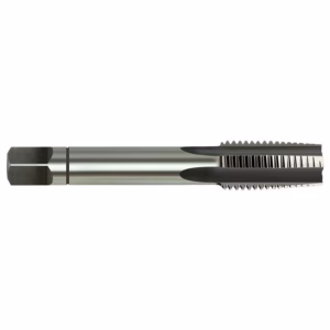 Thread milling tool: a long cylindrical cutting bit with multiple helical flutes for threading operations, used to cut screw threads.