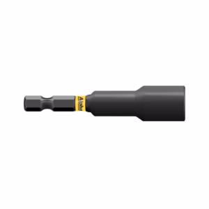Hex screwdriver bit attached to a black drive/bit holder with a yellow Alpha label