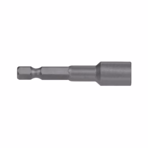 Metal driver bit with a hex tip on the left and a larger cylindrical socket on the right, likely a socket adapter for power tools.
