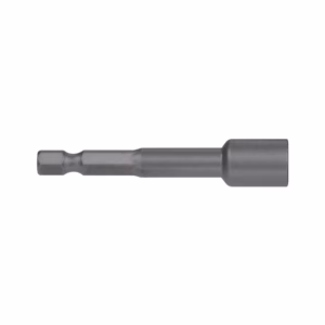Metal bit driver/adapter with a hex bit on the left and a square drive on the right