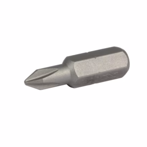 Metal screwdriver bit with a hex shank and a star-shaped tip for Torx-style screws