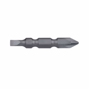 Metal multi-tip screwdriver bit with several bit ends converging on a single shaft, used for driving different screws