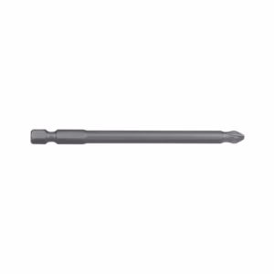 Hex-shank twist drill bit for metal/wood drilling, long and gray in color.