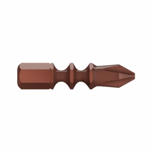 Screwdriver bit with a hex shank and a pointed, multi-faceted driving tip.