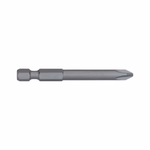 Long hex-shank driver bit with a slender cylindrical shaft and a pointed two-flute tip.