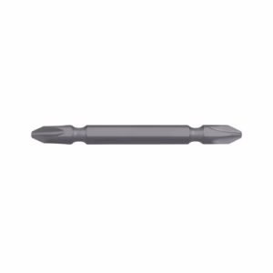 Double-ended metal screwdriver bit with different tips on each end, shown horizontally